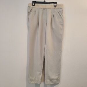 James Perse Pleated Twill Tapered Beige Pants